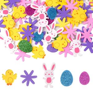 100 Piezas de Pegatinas de Espuma <span class=keywords><strong>EVA</strong></span> para Niños, Decoraciones de Pascua DIY, Pegatinas de Huevos y Conejitos con Brillantina para Manualidades y Fiestas Infantiles - Product Image 1