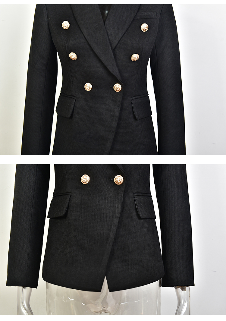 Classic Design Quality Double Breasted Buttons Lady Office Wear Winter Women White Tweed Blazer