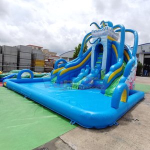 Toboggan gonflable giant octopus ocean park dual racing lanes inflatable water <b>slide</b> with splash <b>pool</b> - Product Image 3