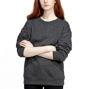 Suéter de Punto con Cuello Redondo para Mujer, Color Sólido, 100% Algodón, Transpirable, Corte Regular, Otoño, Casual, Manga Larga, Bordado Frontal - Product Image 1
