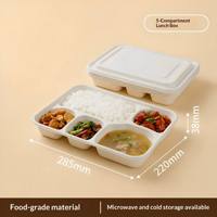 Boîte à lunch jetable en bagasse, 3 compartiments, type bento, biodégradable, compostable, écologique, pour plats à emporter