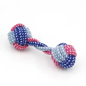 Pet Braided Barbell Molar Rod Dog Toy Cotton Rope Chew Toy Dog Molar Toy Kit