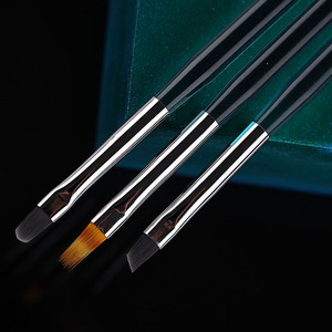 Pinceau à ongles professionnel personnalisé à manche bleu transparent, en poils synthétiques, pour gel UV, liner, French manucure, peinture d'embouts, plat, oblique, ovale - Product Image 5