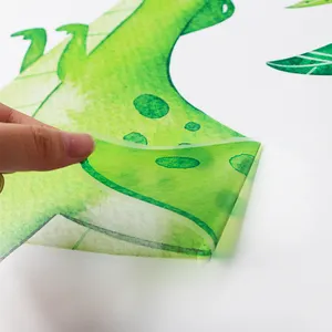Custom simpatico tema dinosauro Semi-trasparente rimovibile stampa decalcomania in PVC impermeabile decorazione domestica adesivo da parete per la camera dei bambini