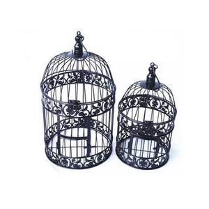 Cage à oiseaux de style classique, grande, noire, décoration de jardin, nid d'oiseaux en fil métallique - Product Image 2