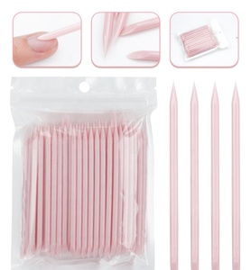 100 unids/bolsa <span class=keywords><strong>Rosa</strong></span> herramientas de <span class=keywords><strong>manicura</strong></span> y pedicura de doble extremo empujador de cutículas removedor de plástico palos de uñas - Product Image 2