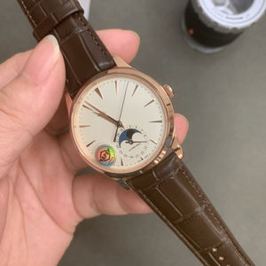 Premium Mens Self Winding Mechanical Wristwatch Featuring Moon Phase Function Soft Leather Band Metal Frame Construction Suited - Product Image 1