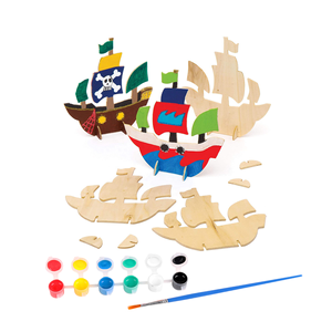 Juguete para niños madera sin terminar artesanía <span class=keywords><strong>Barco</strong></span> <span class=keywords><strong>Pirata</strong></span> pintura juguetes de madera - Product Image 1