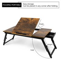 Table de lit pour ordinateur portable Combohome en bambou, table réglable avec plateau inclinable, pieds pliables et tiroir, table d'étude pour lit