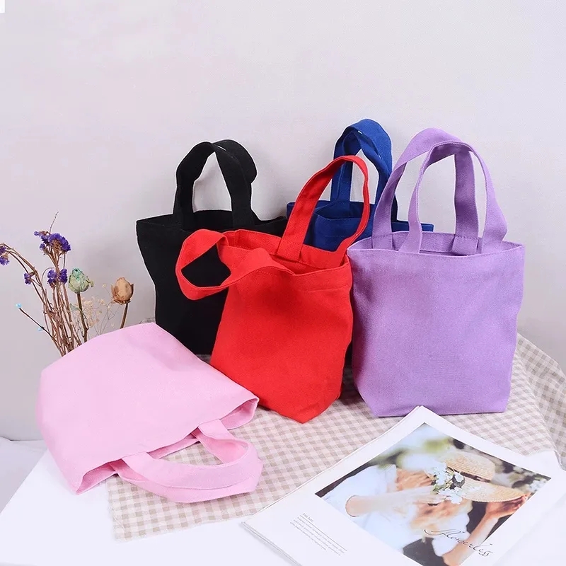 Eco friendly small canvas tote bag blank organic cotton tote bags with custom printed logo