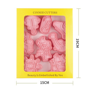 Safran 8 pièces/boîte Pirate <span class=keywords><strong>emporte</strong></span>-pièces ensemble garçon biscuits avec 8 pièces <span class=keywords><strong>marin</strong></span> Cookie timbres en plastique Biscuit moules Cookie outils - Product Image 3