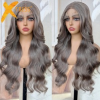 Perruques X-Tress HD à Raie Centrale, Dentelle Frontale, Mèches Superposées, Coupe Walf, Synthétiques, Ondulées Naturelles, Extensions de Cheveux pour Femmes, Vente en Gros