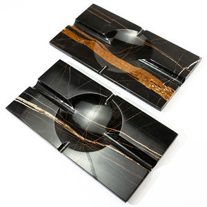 ขายร้อนหรูหราสีดําทองหินธรรมชาติหินอ่อน <span class=keywords><strong>Ashtray</strong></span> สําหรับซิการ์ - Product Image 2