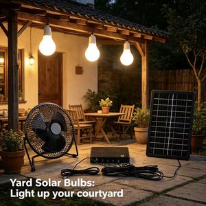Complete Solar Energy Kit: 3 LED Bulbs & 5-in-1 USB Charger for Home, Camping & <b>Emergency</b> <b>Lighting</b> FM-004 Solar-Powered Fan Effi - Product Image 5