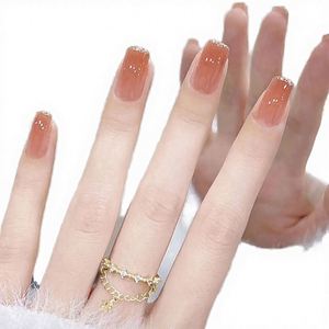 Ongles à presser 100 % faits à la main, motif floral 3D, couleur blush, taille moyenne, 10 pièces/boîte, ongles artificiels en acrylique de haute qualité, vente en gros - Product Image 2