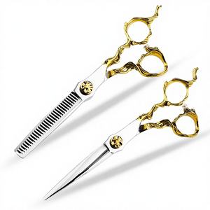 Ciseaux de coiffure professionnels Nepson de 6,0 pouces <span class=keywords><strong>avec</strong></span> manche demi-or pour la <span class=keywords><strong>coupe</strong></span> de <span class=keywords><strong>cheveux</strong></span>, la <span class=keywords><strong>coupe</strong></span> droite et la dégradé. - Product Image 1