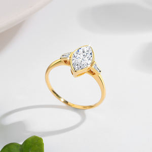 Valeur Vente Bijoux en or Femme Anniversaire Vacances Cadeau Fiançailles 2 Carat Marquise Taille Moissanite 3 Pierre Or 14K Bague Creuse - Product Image 3