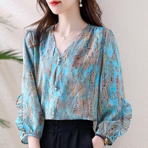 Camicetta da Donna 3XL con Stampa Floreale, Top da Ufficio con Maniche a Lanterna, Blusa Femminile alla <span class=keywords><strong>Moda</strong></span> - Product Image 1