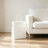 Sac cadeau en kraft blanc avec poignée torsadée écologique, fabriqué par YIpin Yinji Origin Factory, pour café, thé, boissons, desserts, traiteur, Tote0605X041