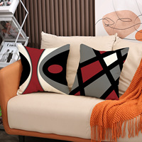 Housse de coussin géométrique moderne YINUAN, motif lignes rouges, noires et grises, housse de coussin décorative pour canapé