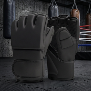 <b>Nylon</b> Spandex Half-Finger Sports Gloves with Compression <b>Hook</b> and Loop Closure Hand Wrist Support MMA Boxing Gloves - Product Image 2