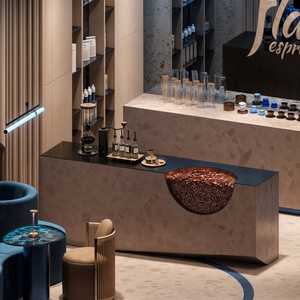 Présentoir à pain et à gâteau de luxe avec armoire en verre à éclairage LED et étagères murales en bois pour vitrine à dessert - Product Image 1