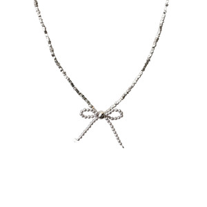 Collar de plata de ley S925 con lazo de perlas para mujer, estilo Ins, cadena ligera de lujo para la clavícula, uso diario - Product Image 5