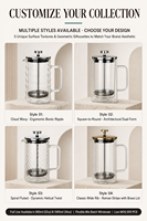 Cafetière à piston en verre borosilicate à double paroi personnalisée de 650 ml et 1000 ml, résistante à la chaleur, pour café, vente en gros