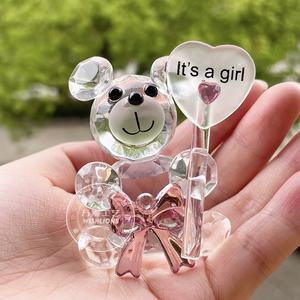 Orsetto in Cristallo, Regalo per Feste di Compleanno, Omaggio per Bambino/a, Rosa e Blu - Product Image 1