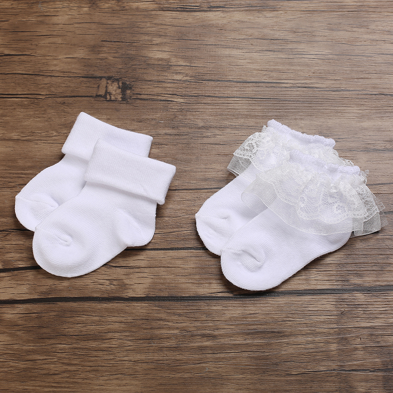 Белые милые хлопковые детские носки для крещения 0-18 месяцев носки для новорожденных мальчиков и девочек