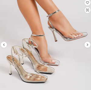 Sandali Eleganti con Tacco Alto Silenzioso, Cinturino alla Caviglia Metallizzato, Punta Aperta, Tacco Sottile, in Pelle Verniciata per l'Estate, da Donna - Product Image 2