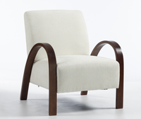 Chaise de bureau ergonomique de style Mid-Century Modern en bois courbé, tissu lin et mousse moulée, confortable pour la maison, le bureau ou l'atelier, modèle exécutif fixe