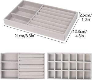 Bandeja de terciopelo gris personalizada para anillos y pendientes, expositor de joyería, contenedor de almacenamiento, bandeja para joyas - Product Image 2