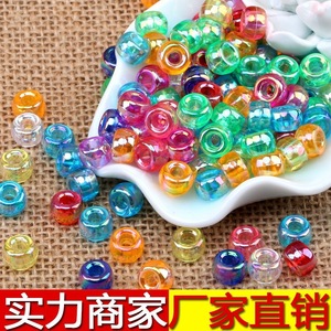 Acrylic Barrel <b>Beads</b> 6x9mm Transparent Ab Color Large Hole <b>Loose</b> <b>Beads</b> For Children Bracelet And Braided Hair Ornaments - Product Image 5