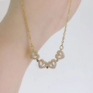 New Arrival Brass Zircon Heart 4 Leaf Clover Magnetic Pendant Clavicle Chain Necklace <b>Best</b> <b>Friend</b> Necklaces - Product Image 2