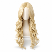 Perruque synthétique Lace Front Blond Platine Longue Ondulée Densité Moyenne 200% Résistante à la Chaleur Raie Centrale Prête à l'Expédition