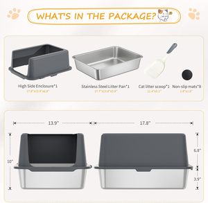 New Trend Stainless Steel <b>Cat</b> Litter <b>Box</b>-Extra Large High Sided Easy Clean 20L Capacity Automatic Cleaning Smart Monitoring <b>Cat</b> - Product Image 3