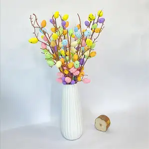 Vendita calda Bouquet di uova artificiali pasqua decorazioni per interni per la casa accessori per composizioni floreali ramo di stelo d'uovo in schiuma artificiale