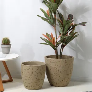 Factory Direct Sales Antique Home Garden Decor Round Balcony Planter Cement Clay Large Plant Pots For Plants