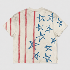 OEM Oversized T-<b>shirt</b> 300GSM Heavyweight Cotton Washed Cropped Boxy Rhinestone Bling Graphic Tee <b>Men</b> T <b>Shirt</b> - Product Image 2