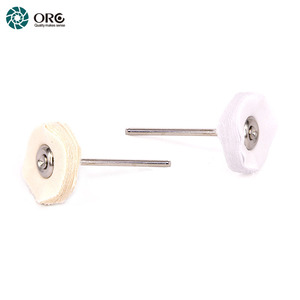 แผ่นขัดมินิมัสลิน ORO ขนาด 22 มม. สีเหลือง สโนว์ไวท์ สีขาวนม แบบผ่านการเตรียมพื้นผิวแล้ว พร้อมแกนขนาด 2.35 มม. สำหรับเครื่องมือโรตารี่ ใช้สำหรับขัดเงาเครื่องประดับ - Product Image 5