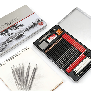 Ensemble de 30 crayons à <span class=keywords><strong>dessin</strong></span> hexagonaux avec boîte en fer, crayons de <span class=keywords><strong>dessin</strong></span> scolaire + <span class=keywords><strong>gomme</strong></span> + taille-crayon, outils de peinture artistique - Product Image 6
