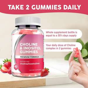 Для взрослых пренатальный Холин инозитол Мармеладные Конфеты 60 штук веганские жевательные добавки без сахара клубничный ароматизированный дха пренатальный - Product Image 3
