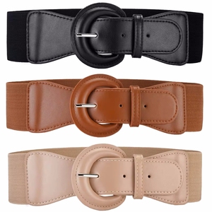 Nouvelles femmes 2.36 pouces de large <span class=keywords><strong>ceinture</strong></span> élastique Vintage Chunky extensible Cinch boucle ceintures pour robes et manteaux - Product Image 1