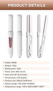 مكواة شعر كهربائية جديدة ثلاثية الأبعاد بتصميم عائم ودوران 360 درجة، 2 في 1 للتمليس والتجعيد مع شاشة لعرض درجة الحرارة للاستخدام المنزلي - Product Image 4