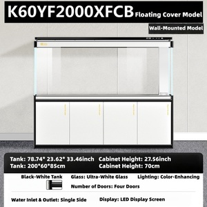 高級モダン大型水槽 2メートル 4ドア 環境に優しい 1000L 室内/屋外 プラティベタ用 超白ガラス水槽 底面設置 - Product Image 3