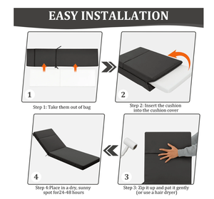 Lounge <strong>Cushions</strong> Set of 2, <strong>Outdoor</strong> Patio <strong>Furniture</strong> Lounger <strong>Replacement</strong> <strong>Cushions</strong> with Zipper Ties Water-Resistant for Pool - Product Image 3