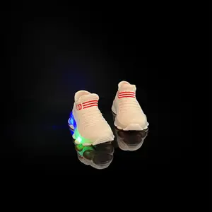 Zapatos para niños con luz Led de punto de algodón transpirable antideslizante, suelas de goma, superficie de malla transpirable, zapatillas para niños, zapatos para niños