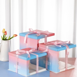 Custom Transparent <b>Clear</b> PET Cake <b>Gift</b> <b>Box</b> Luxury Ivory Board with Stamping Glossy Lamination Popular Decorative Matt Cake <b>Box</b> - Product Image 1