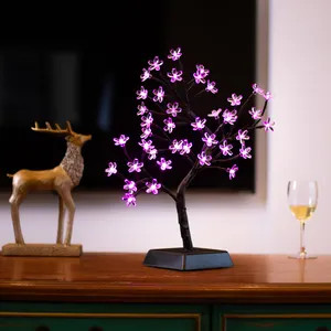 Indoor Low Voltage Led Cherry Flower Tree Lighting 32 Led Simulation Rose Table Light for Wedding